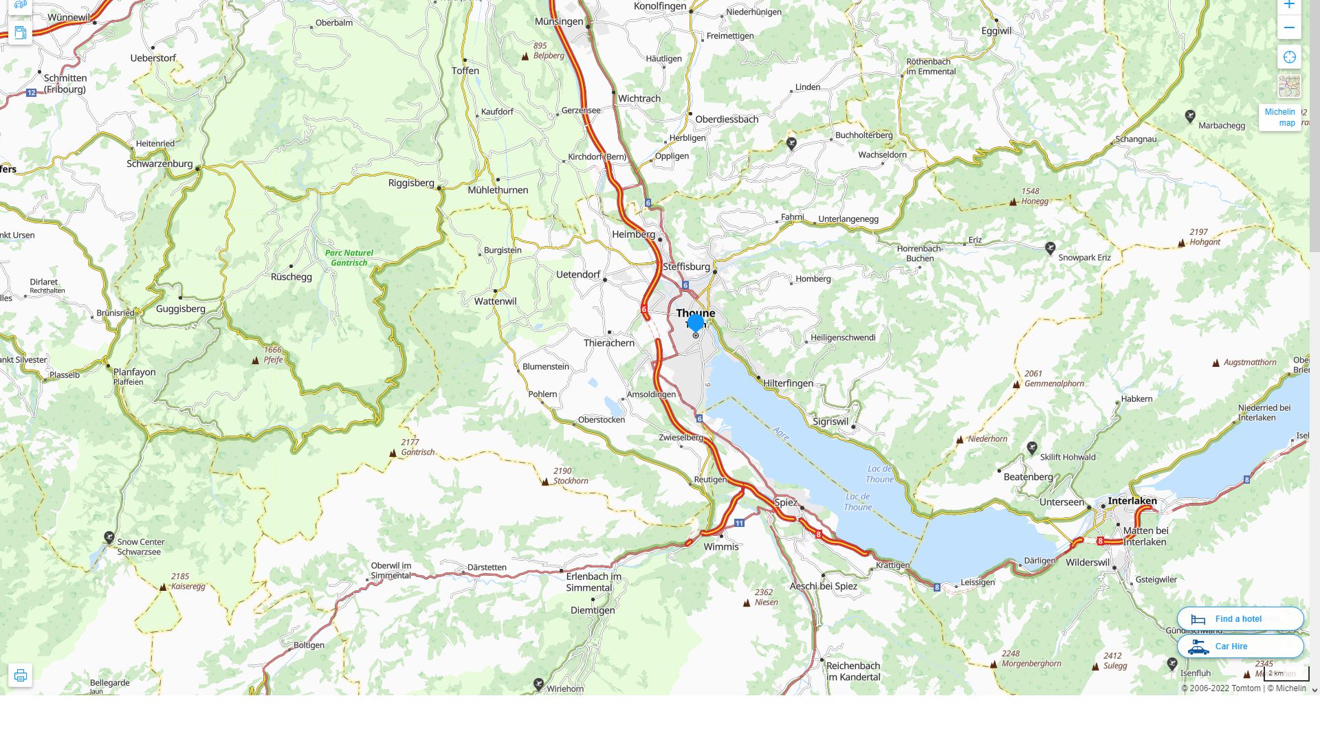 Thun Highway and Road Map